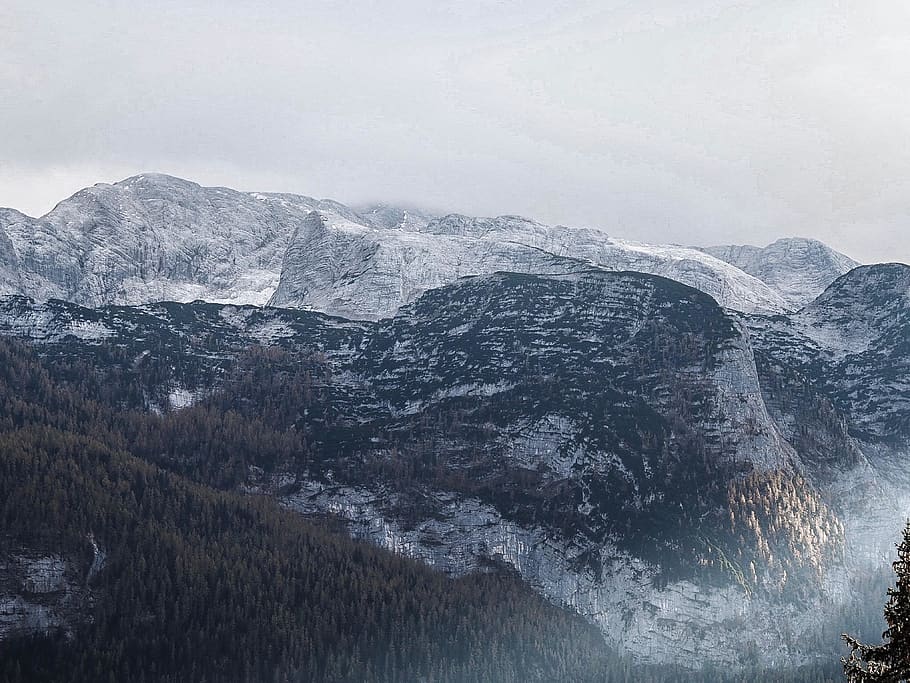 mountains covered by snow, outdoors, nature, ice, glacier, crest HD wallpaper