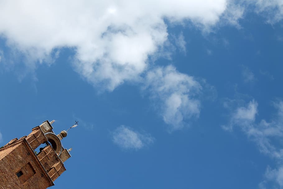 italy, clouds, sky, tower, architecture, cloud - sky, low angle view HD wallpaper