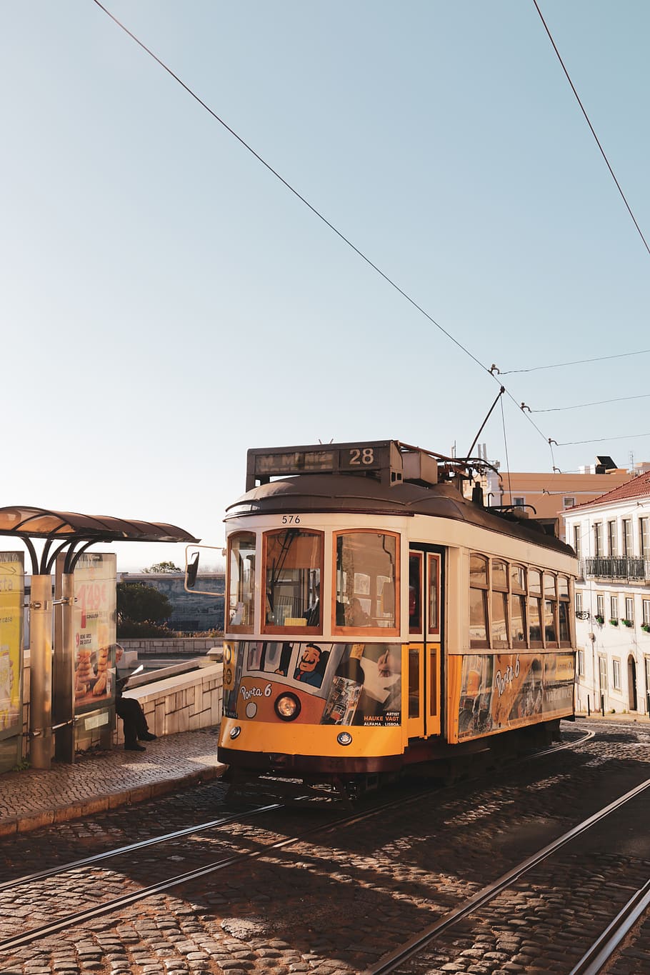 yellow cable car, train, transportation, vehicle, trolley, streetcar HD wallpaper
