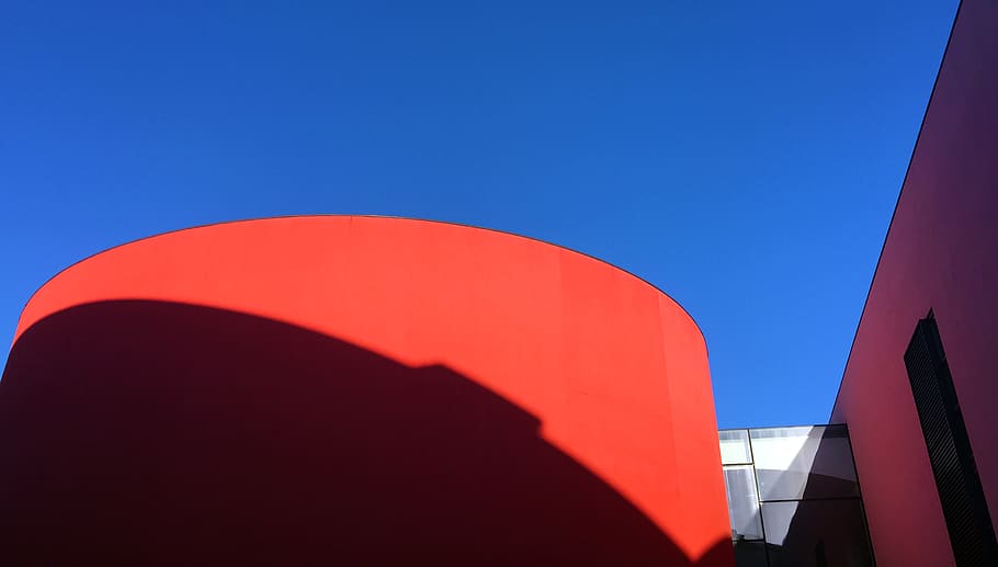 red, blue, architecture, sky, clear sky, built structure, building exterior HD wallpaper