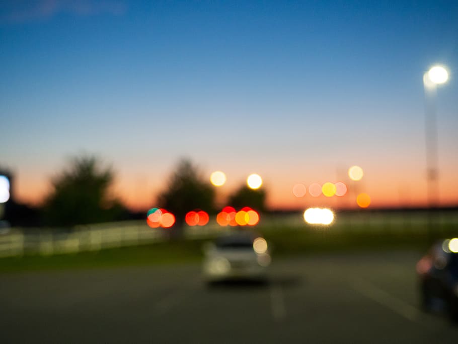 Blurred Sunset, Abstract, Sky, Summer, blue, car, orange, purple HD wallpaper