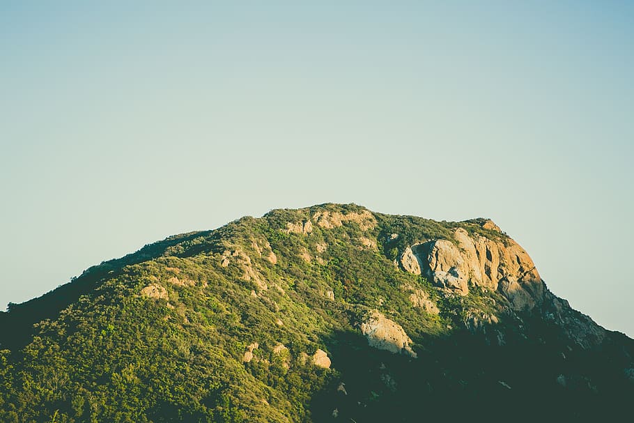 mountain, nature, sunset, trees, malibu, calirfornia, coast HD wallpaper