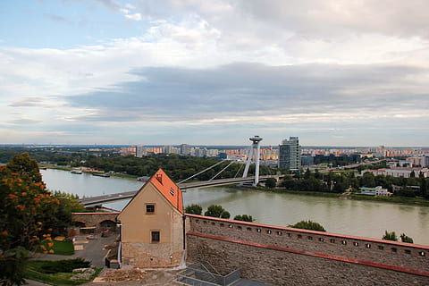 Danube, bratislava, downtown, tower, street, slovakia, cathedral HD wallpaper