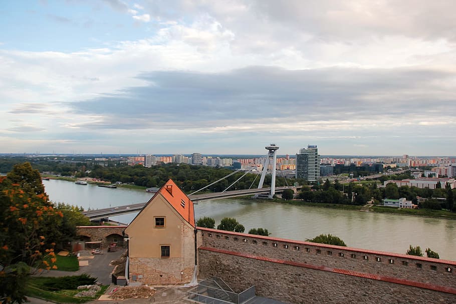 Danube, bratislava, downtown, tower, street, slovakia, cathedral HD wallpaper