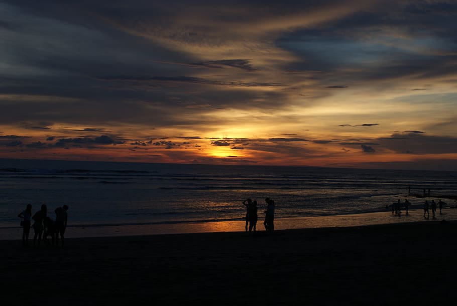 beach, sunset, bali, sky, land, cloud - sky, sea, silhouette HD wallpaper