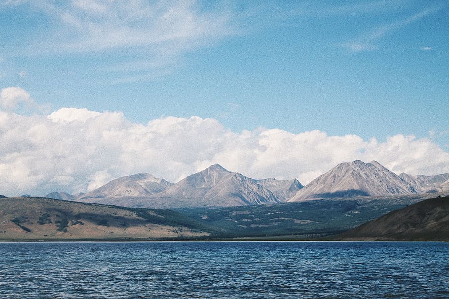 mongolia, lake, khuvsgul, mountains, sky, summer, water, scenics - nature, HD wallpaper