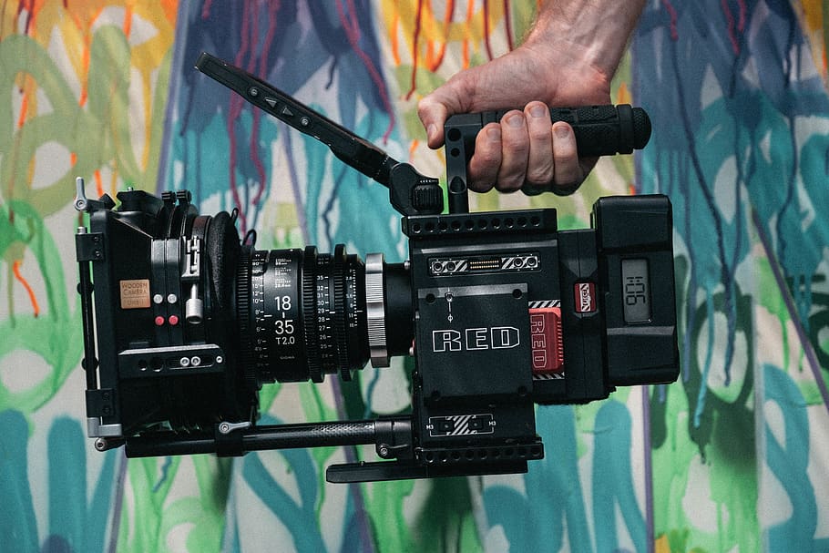 Red black camera, midsection, photography themes, technology HD wallpaper