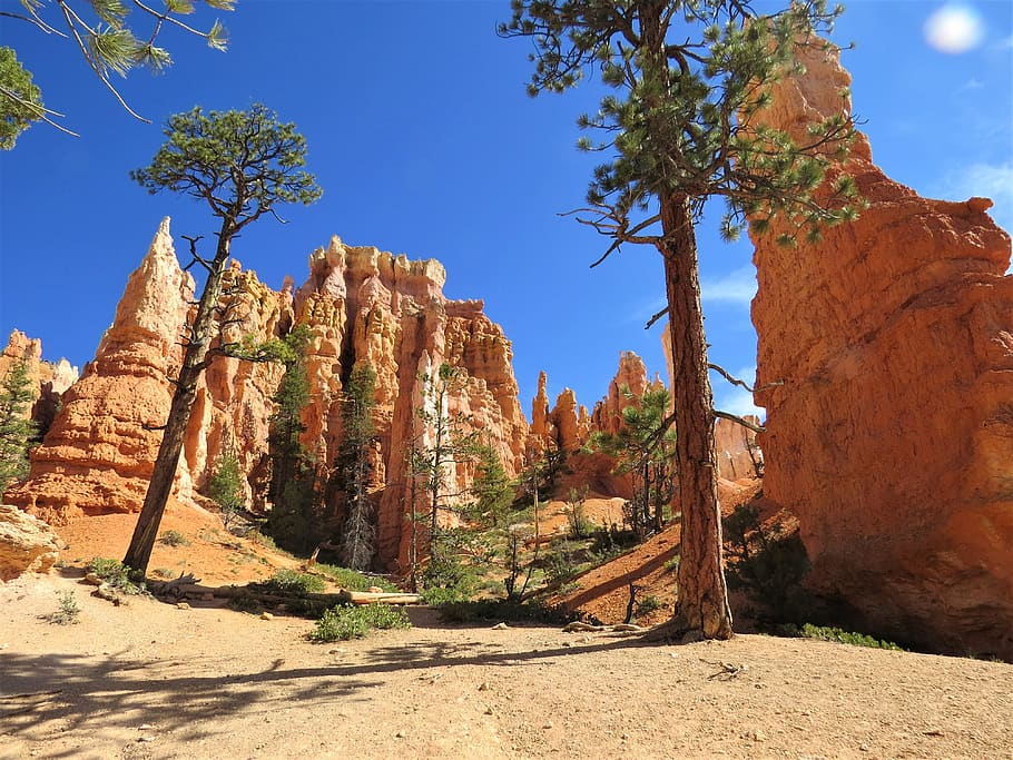 Brown Canyon, bryce canyon, cliff, clouds, daylight, desert, dry HD wallpaper