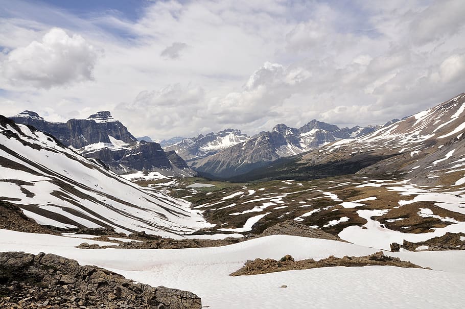 mountains covered with snow, nature, outdoors, glacier, ice, canada HD wallpaper