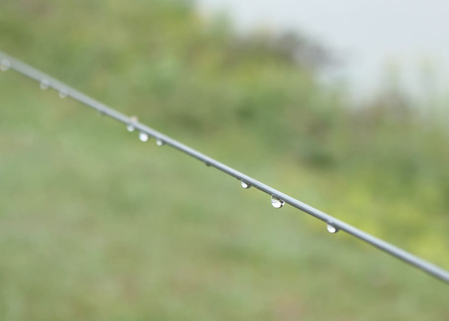 fence, raindrop, dew, lines, wire, water, nature, wet, day HD wallpaper