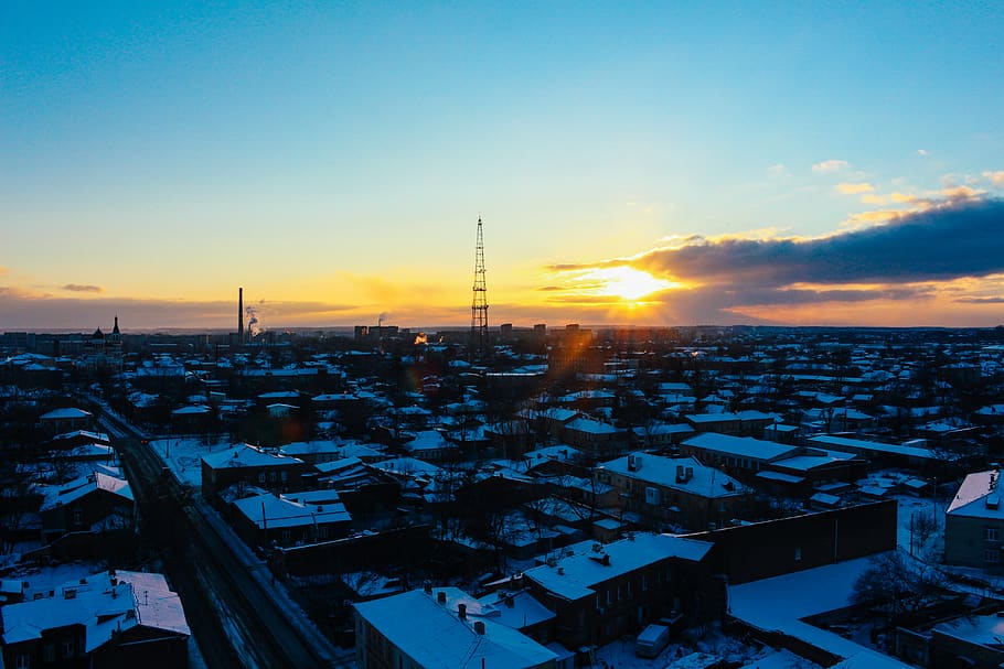 wallpaper, background, winter, kharkiv, ukraine, sunset, calm HD wallpaper