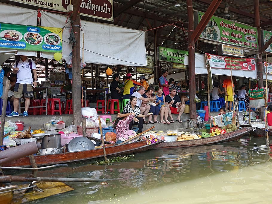 Online crop | HD wallpaper: saduak, floating, market, human, activity ...