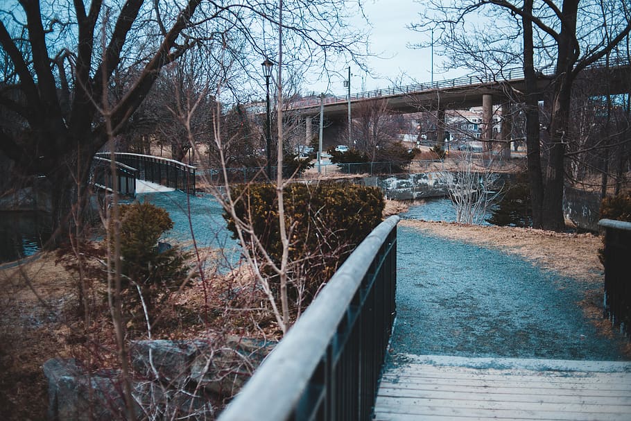 railing, road, handrail, banister, building, bridge, way, boardwalk, HD wallpaper