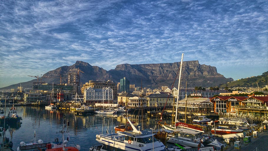 Aerial Photography of Boat Terminal, bay, boats, Cape Town, cityscape, HD wallpaper