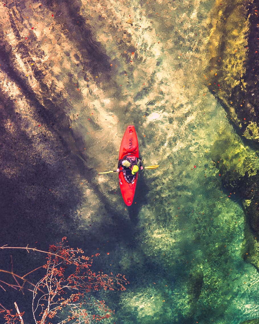 high angle view, nature, water, day, red, real people, directly above HD wallpaper