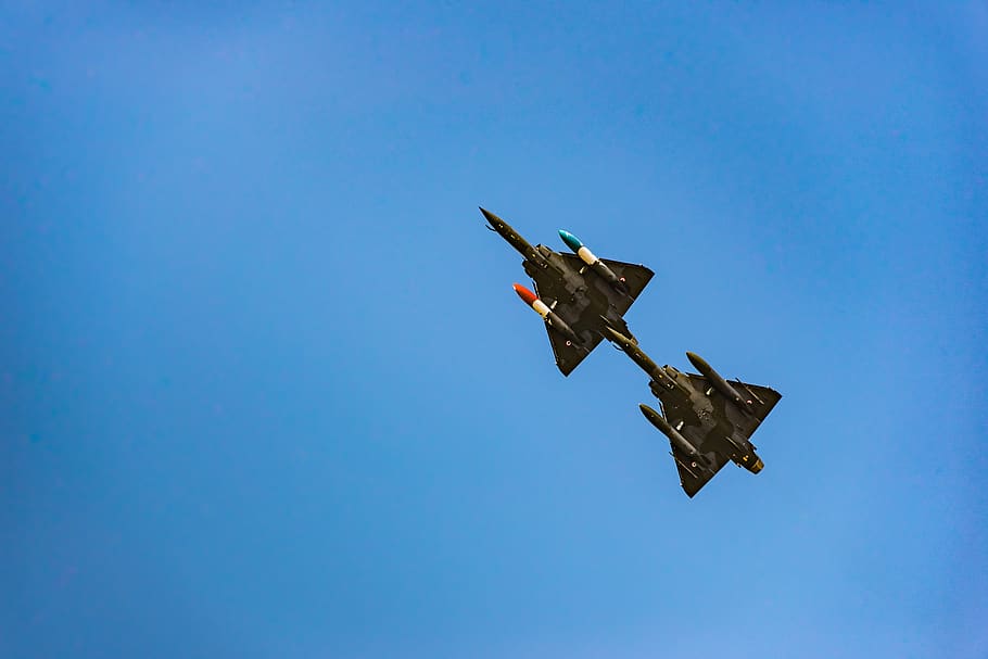 two black fighter jets, airplane, raf fairford, transportation, HD wallpaper