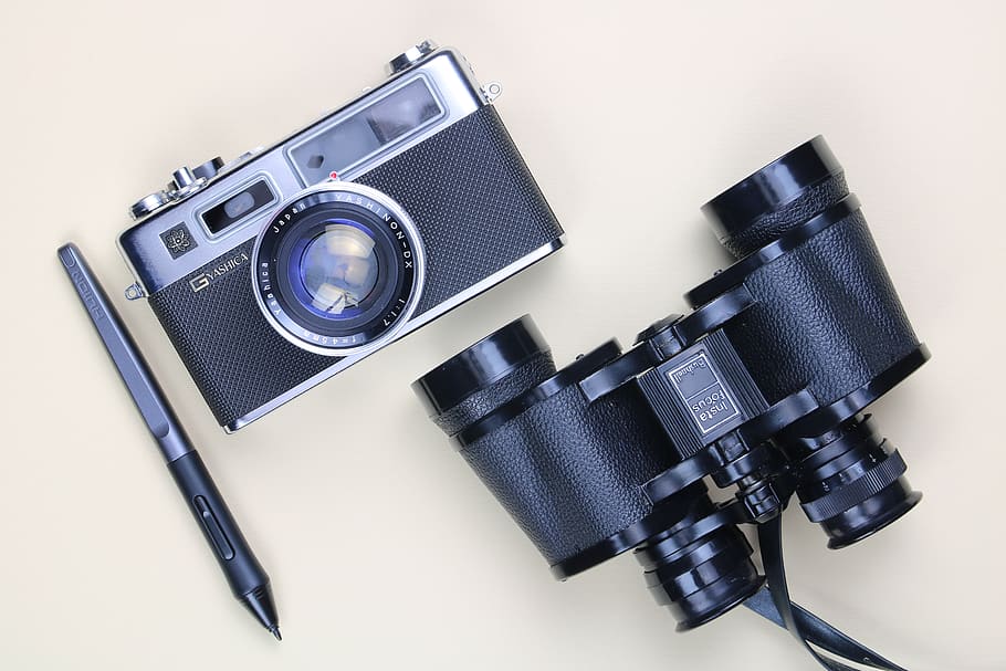 electronics, camera, pen, binoculars, digital camera, drawing HD wallpaper
