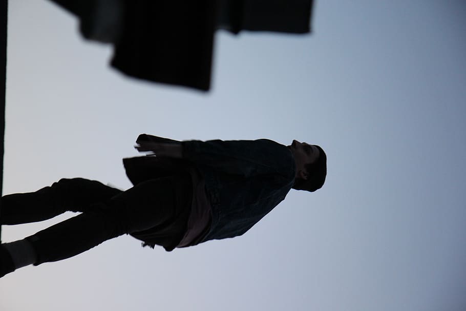 toronto, canada, black, rooftops, climbing, blue, shadows, statue HD wallpaper