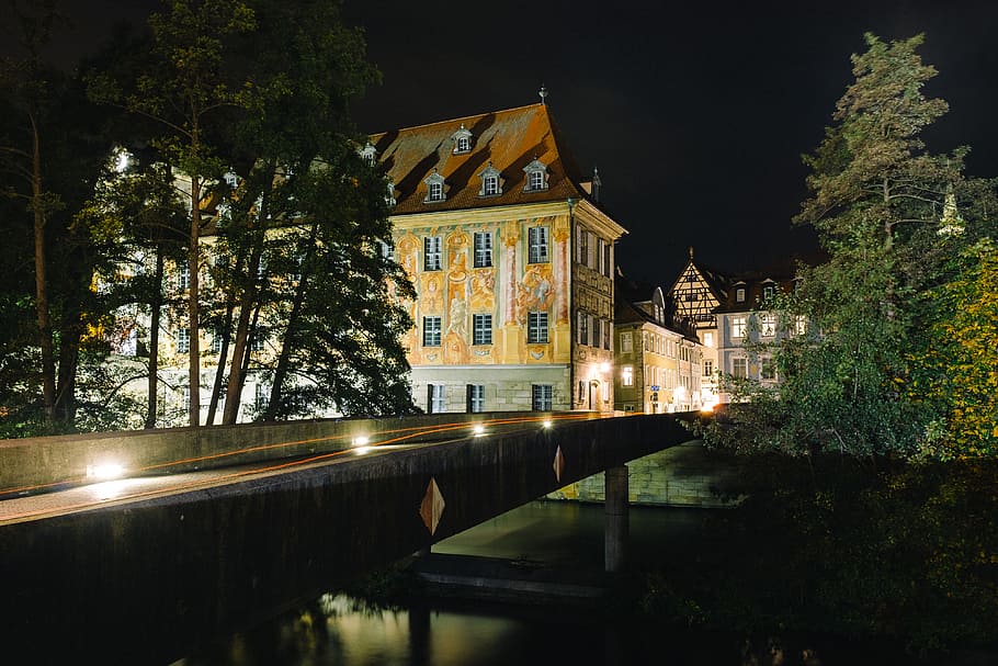 City Hall in Bamberg at night, architecture, bavaria, bayern, HD wallpaper