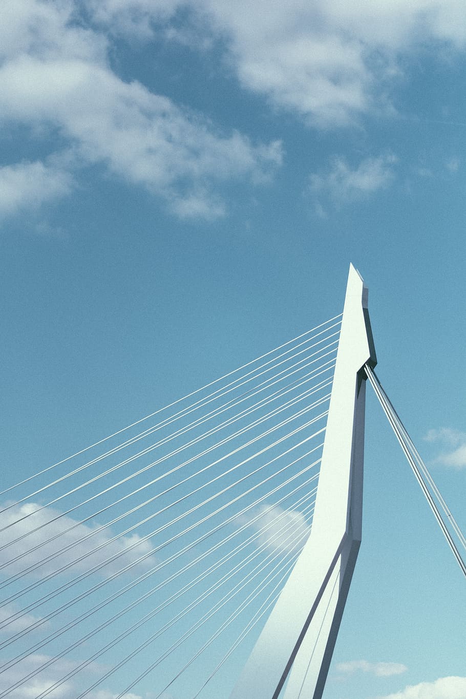 aerial photography of wires, sky, cloud, bridge, line, clear sky HD wallpaper
