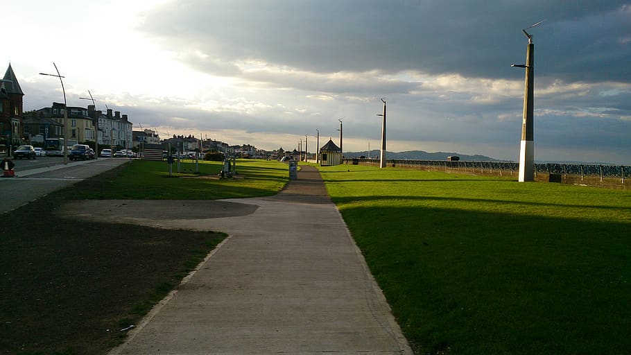 ireland, bray, grass, sky, nature, plant, architecture, footpath HD wallpaper