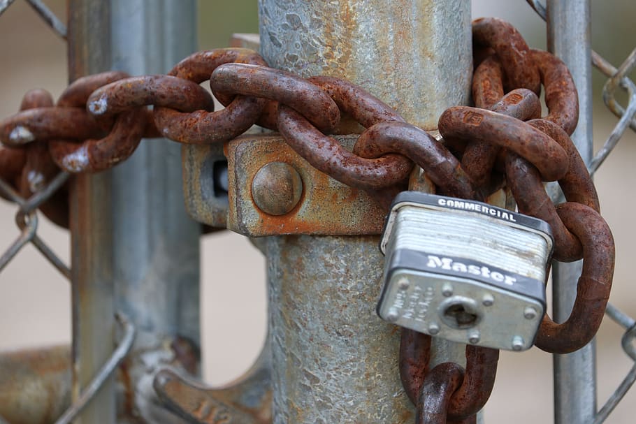 lock, key, chain, metal, keychain, old, access, rusty, no people, HD wallpaper