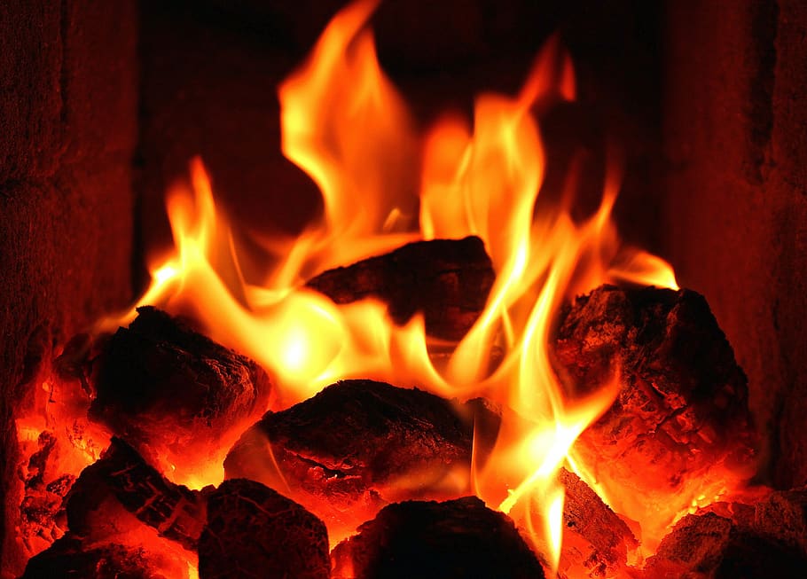 flames, fire, hot, glow, censer, light, hearth, evening, to clear HD wallpaper