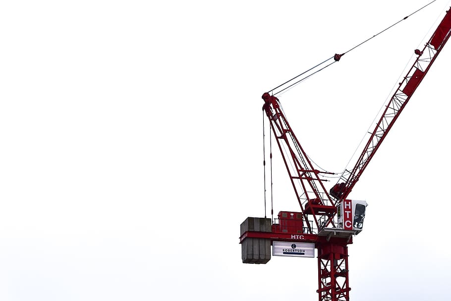 red industrial machinery, construction crane, htc, high, steamer HD wallpaper