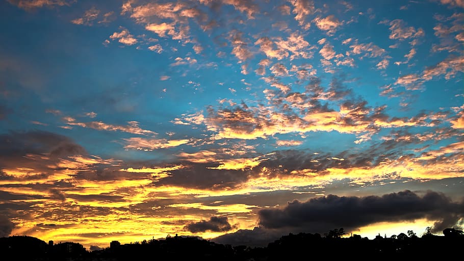 wide angle, landscape, sunset, sky, beauty in nature, cloud - sky HD wallpaper