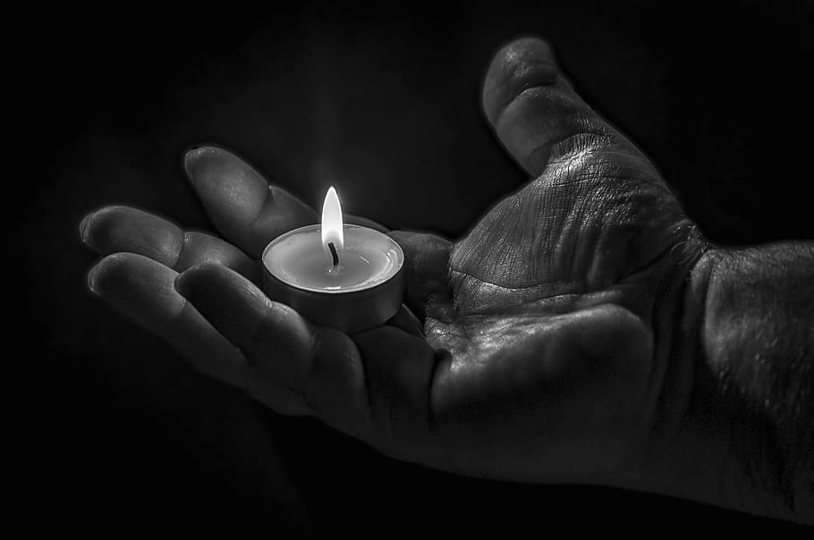 hand, candle, light, feelings, oil lamp, mood, sadness, human hand HD wallpaper