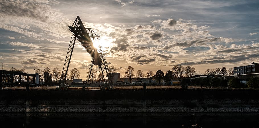 cologne, germany, industry, sky, cloud - sky, water, sunset HD wallpaper
