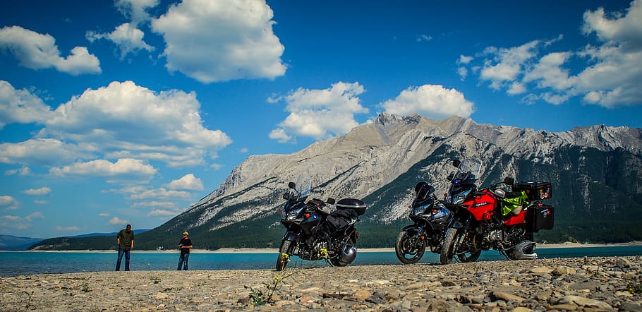 canada, abraham lake, cloud - sky, mountain, group of people HD wallpaper