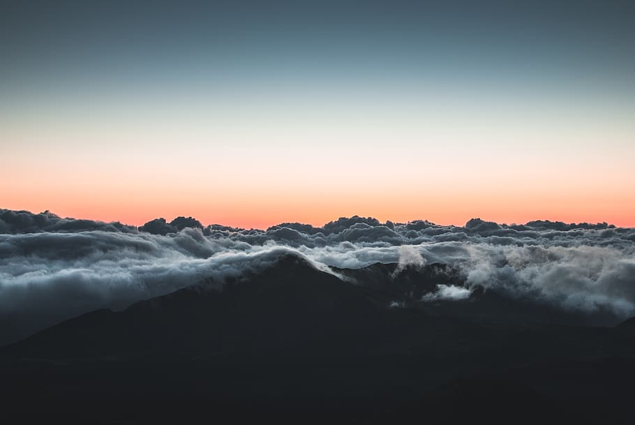 mountains, landscape, peaks, summit, sunset, sky, clouds, beauty in nature HD wallpaper