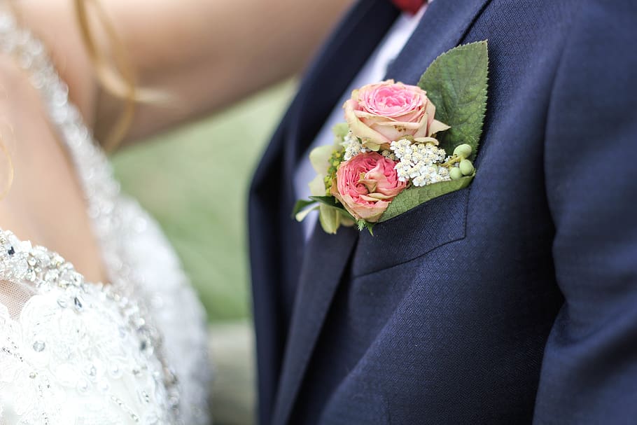 people, couple, suit, coat, flower, groom, man, guy, woman HD wallpaper