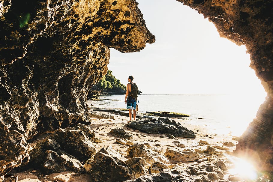 indonesia, padang padang beach, tropical, sea, rocks, landscape