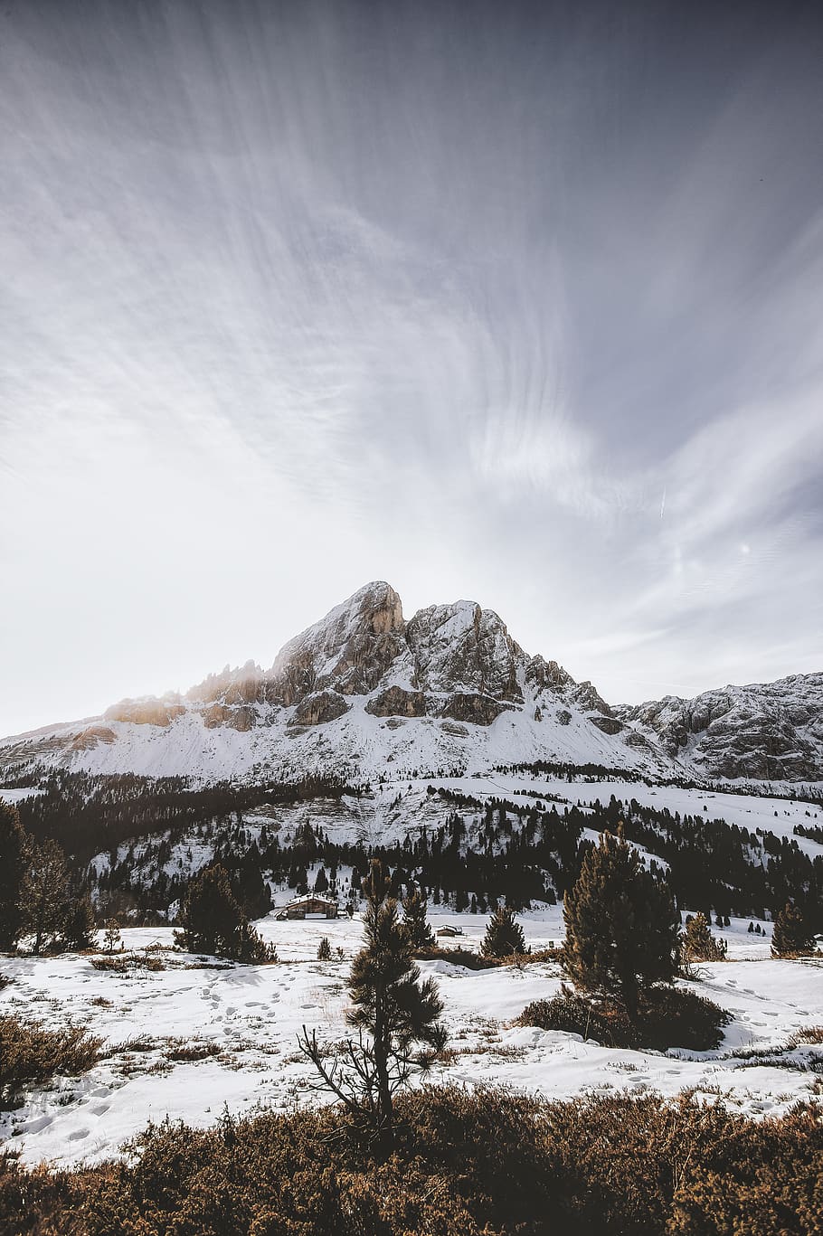 Snow Covered Mountain Range, altitude, bird's eye view, clouds HD wallpaper