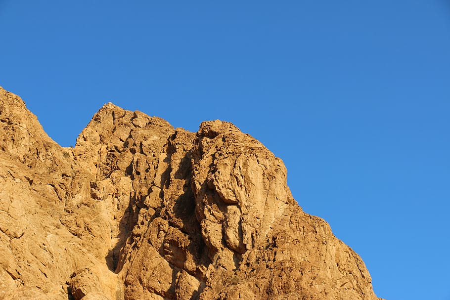 iran, tabas, blue sky, contrast, rocks, sunshine, mountain HD wallpaper