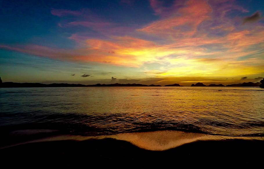 philippines, el nido, michael liao, sunset, islands, ocean, HD wallpaper