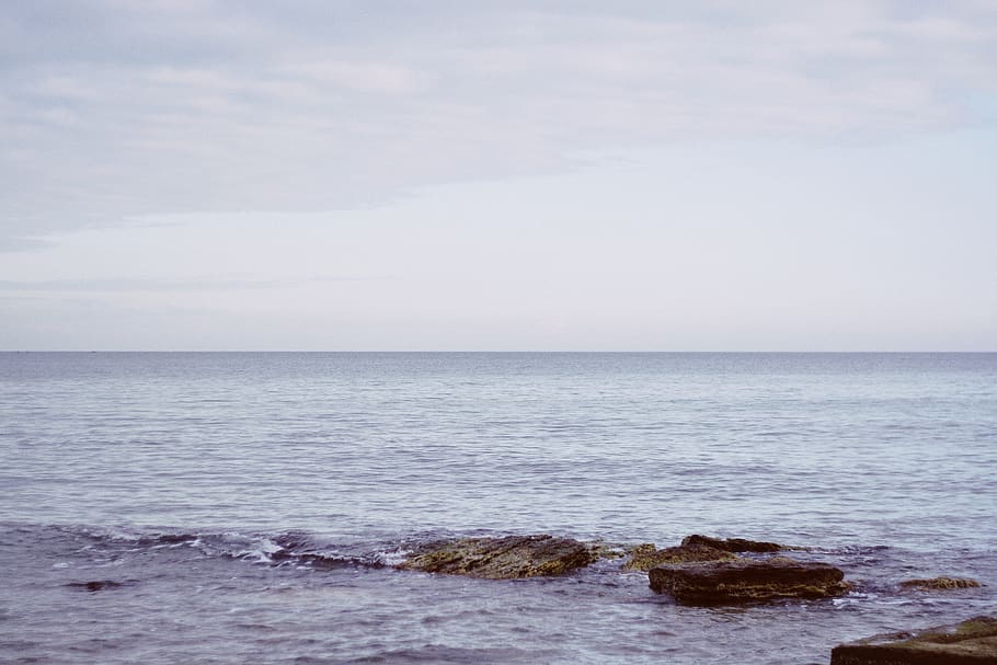 sand, sea, horizon, waves, wallpaper, background, landscape HD wallpaper