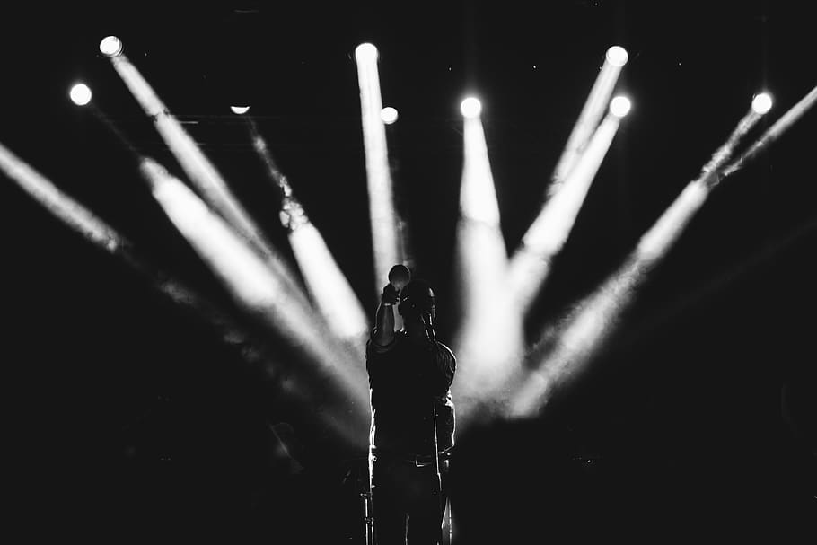 person on stage, illuminated, performance, night, arts culture and entertainment HD wallpaper