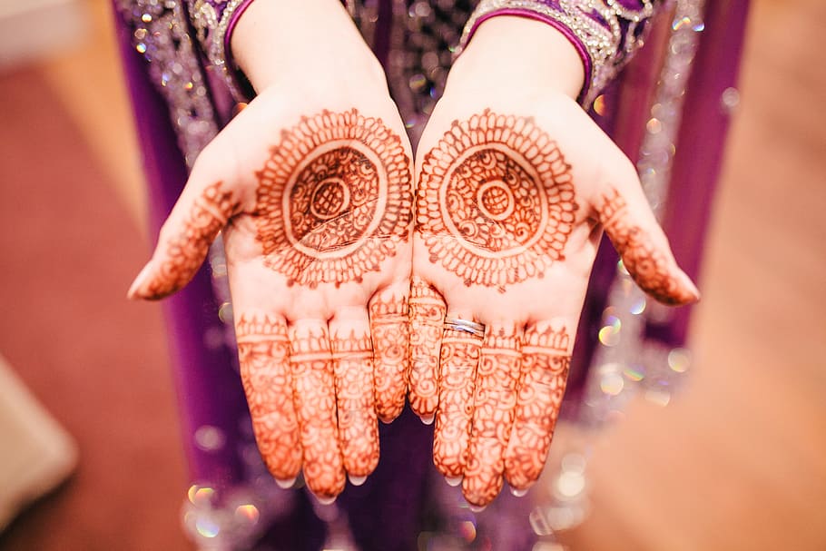 person showing arm tattoo, hand, henna, ink, ring, palm, intricate, HD wallpaper