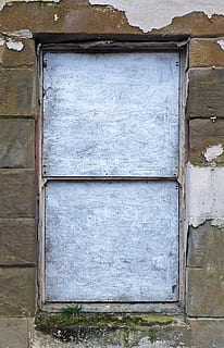 closed gray window on brown wall, home decor, door, path, walkway HD wallpaper