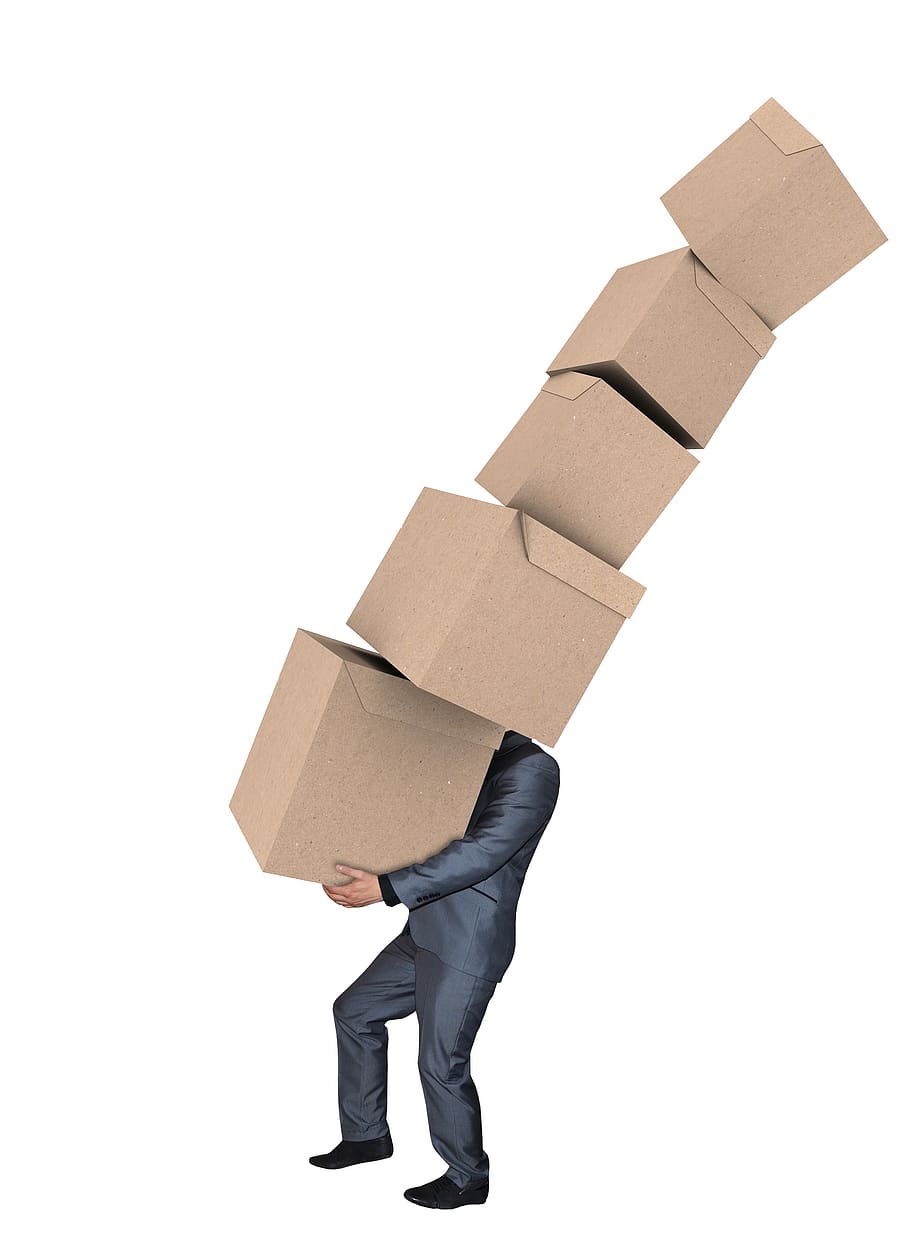 man, moving boxes, carrying boxes, move, package, carton, male, HD wallpaper