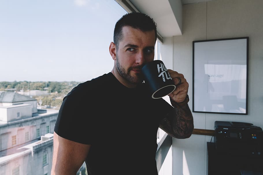 man holding mug, one person, real people, young adult, lifestyles HD wallpaper