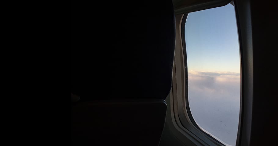 nevada, airplane, window, morning, clouds, dark, negative space HD wallpaper