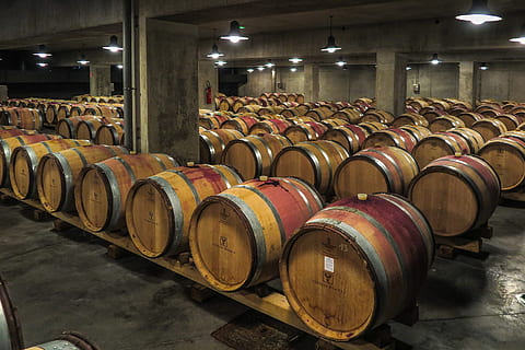 Wine ages in underground facility, red, vineyard, aged, aging HD wallpaper