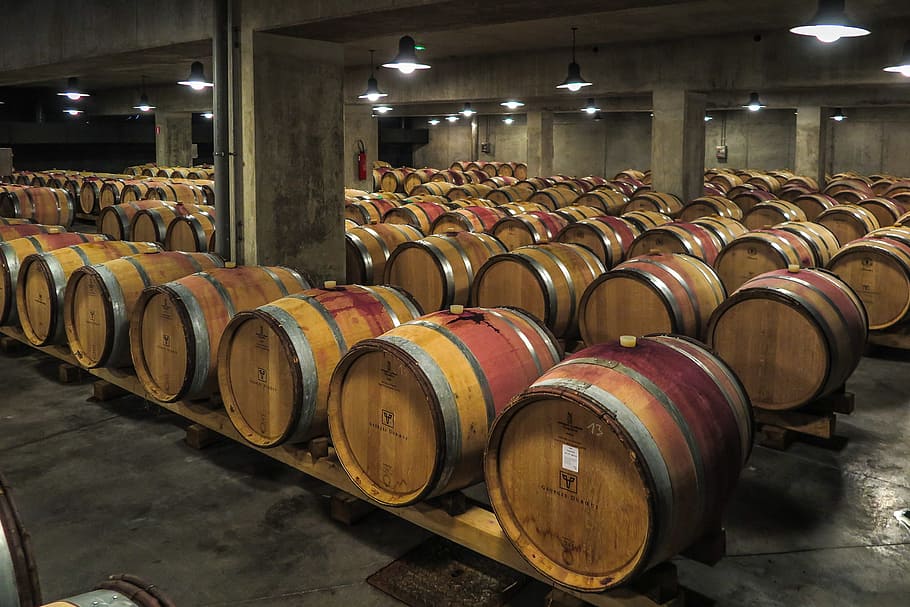 Wine ages in underground facility, red, vineyard, aged, aging HD wallpaper