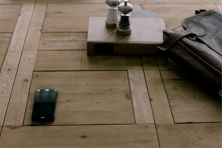 wood, table, iphone, cell, mobile, technology, leather, briefcase HD wallpaper