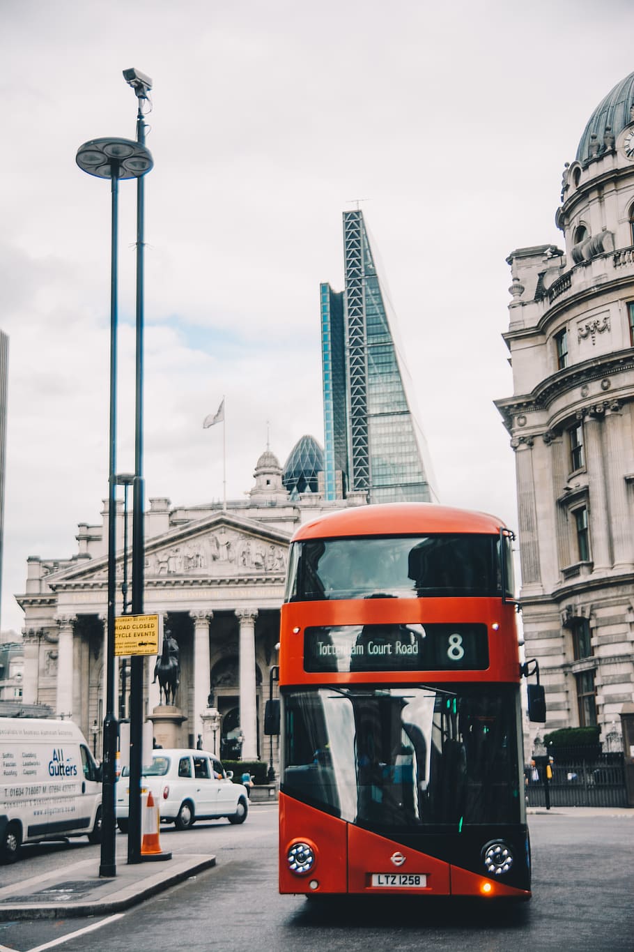red bus, vehicle, transportation, truck, automobile, car, urban HD wallpaper