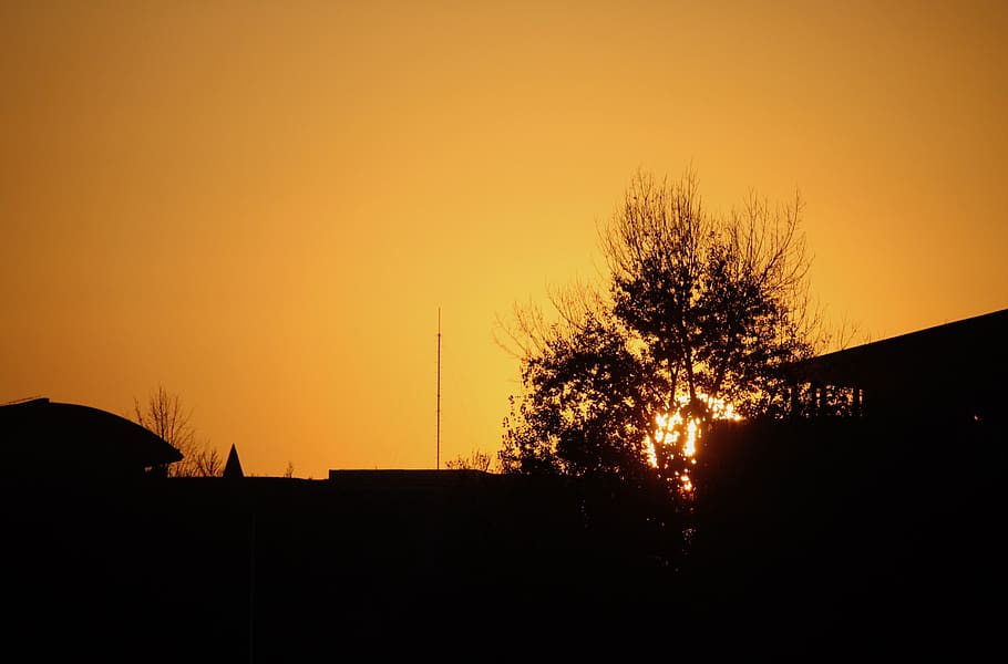 budapest, hungary, sunset, shadows, silhouette, yellow, sky HD wallpaper